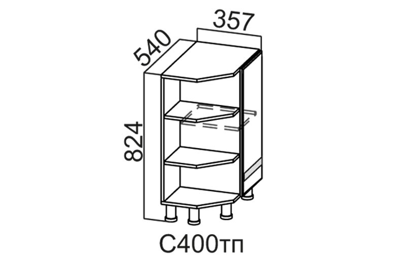 Стол-рабочий «Соло 400» Торцевой С Полками 